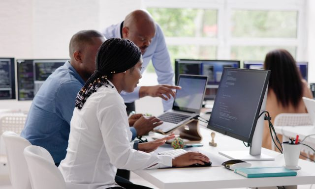 Finsec team collaborating on cybersecurity solutions