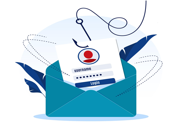 Phishing email example on a screen